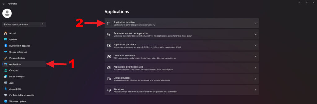screen 1 désinstaller les applications inutilisées